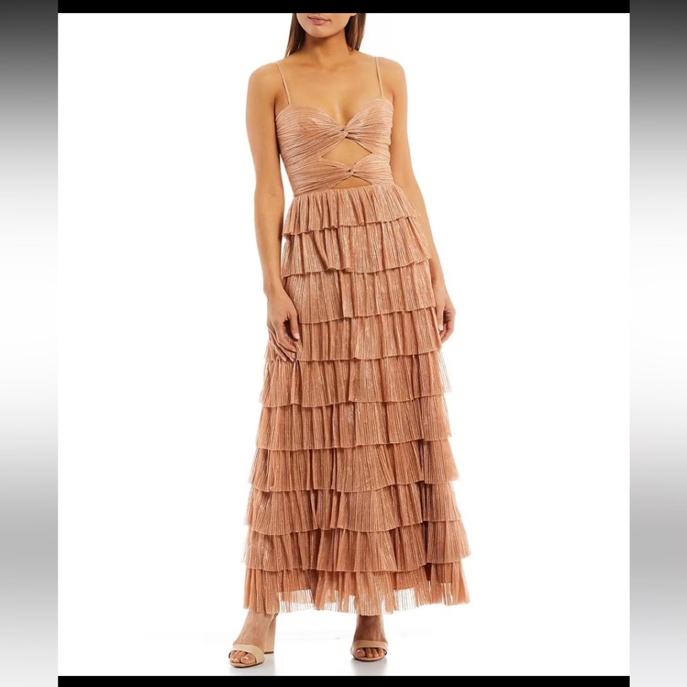 Gianni Bini Gold Leaf Ruffled Dress